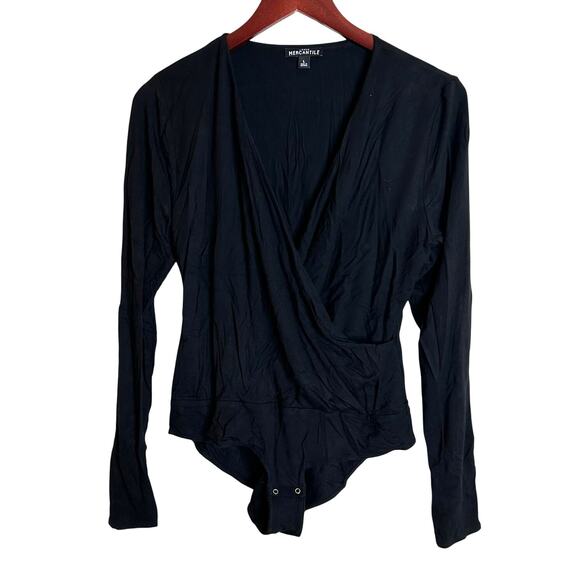 New w/o Tag- J. Crew Mercantile Bodysuit Low Cut Deep V Long Sleeve Size L - Picture 1 of 7